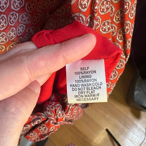 Cotton Candy Red Boho Plunge Tie Front Romper Long Sleeve Small Flowy Shorts - Picture 9 of 11